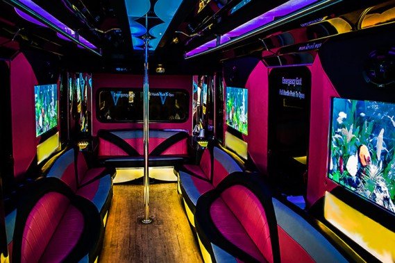 party bus with leather seating