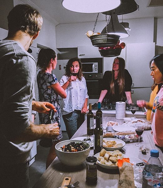 cooking with friends