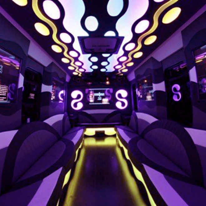 Inside party bus